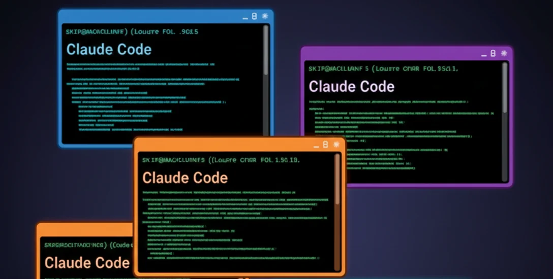 Multiple Claude Code instances running in parallel with different colored IDE windows